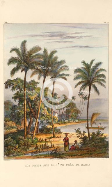 The coast near Bahia. From "Voyage pittoresque dans le Brésil", 1835. Creator: Rugendas, Johann Moritz (1802-1858).