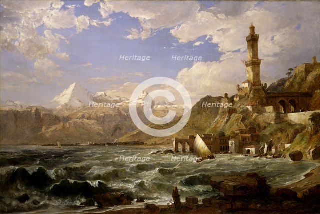 The Coast of Genoa, 1854. Creator: Jasper Francis Cropsey.