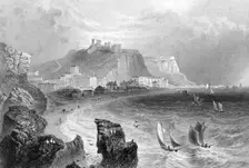 The coastline at Hastings, East Sussex, 1840.Artist: R Wallis