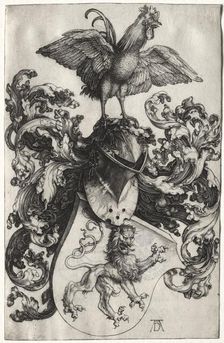 The Coat of Arms with a Lion and Cock, probably 1503. Creator: Albrecht Dürer (German, 1471-1528)