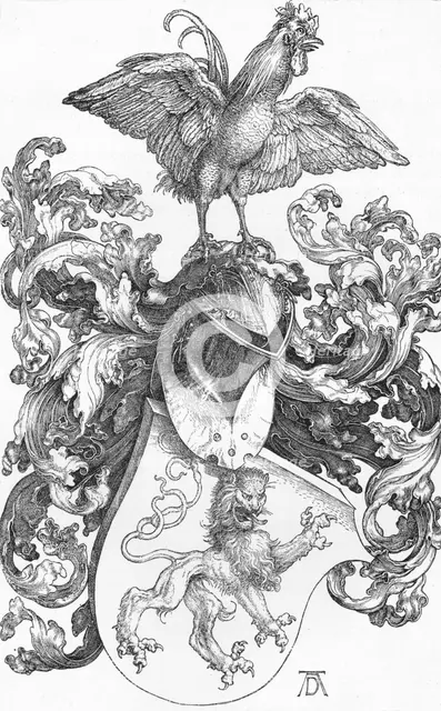 'The Coat of Arms with a Lion and a Cock', c1502-1503, (1906). Artist: Albrecht Durer.