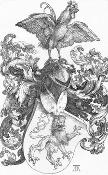 The Coat of Arms with a Lion and a Cock c1502-1503, (1906). Artist: Albrecht Durer