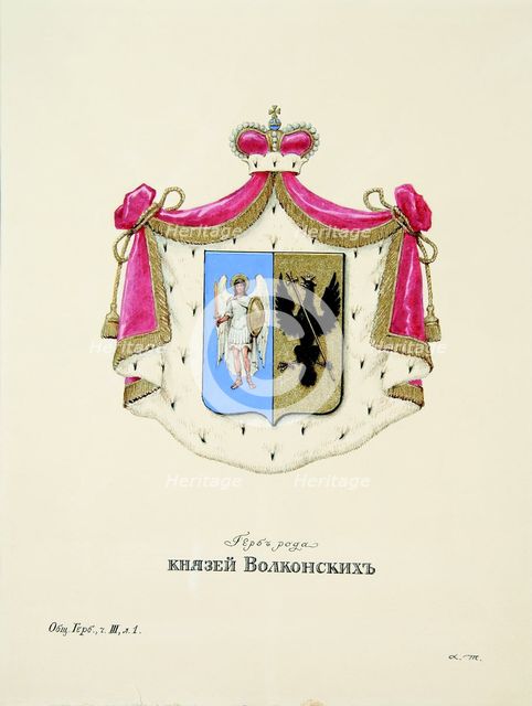 The coat of arms of the Volkonsky House. Creator: Trukhanov, Alexander Alexandrovich (1880.1942).