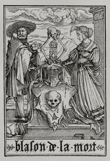 The coat of arms of Death from "The Dance of Death", 1538, (1877). Creator: Unknown