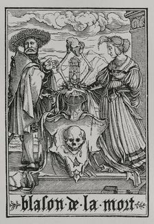 The coat of arms of Death from "The Dance of Death", 1538, (1877). Creator: Unknown