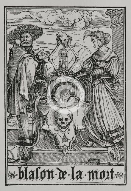 The coat of arms of Death from "The Dance of Death", 1538, (1877).  Creator: Unknown.