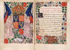 The coat of arms of Henry VII supported by two angels, 1486. Creator: Unknown