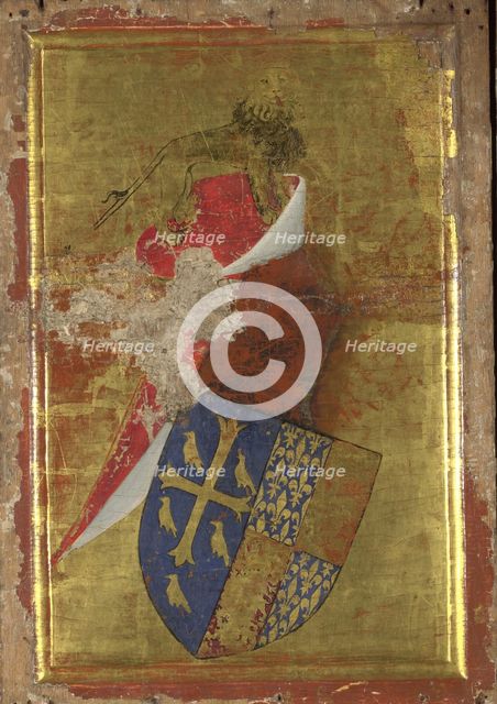 The coat of arms of Richard II of England (The outside panel of the Wilton Diptych), Between 1395 and 1399. Artist: Wilton Master (active 1395 - 1399)