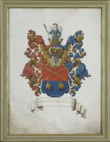 The coat of arms of Susanna van Collen (1692-1745), wife of Jacob Feitama, 1725-1774. Creator: Anon
