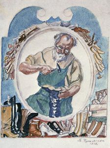 The Cobbler 1918. Artist: Boris Mikhajlovich Kustodiev