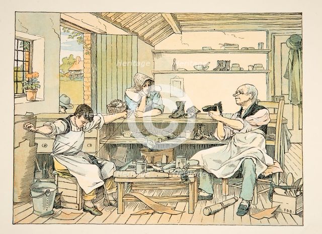 The Cobbler,  from Four and Twenty Toilers, pub. 1900 (colour lithograph)