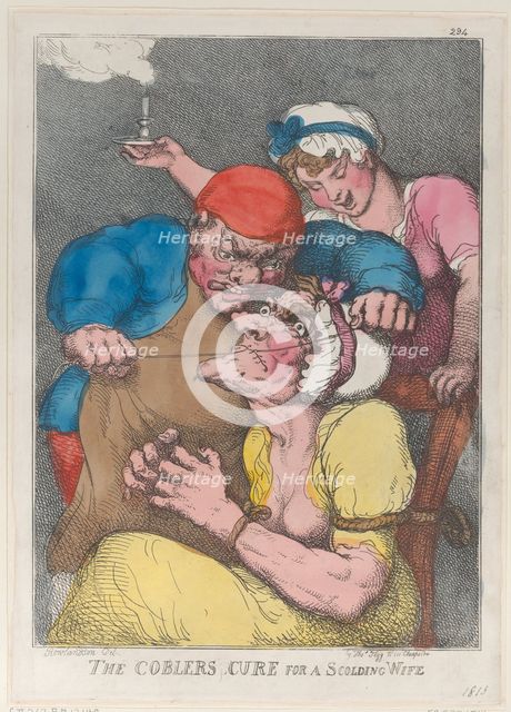 The Cobbler's Cure for a Scolding Wife, 1813., 1813. Creator: Thomas Rowlandson.