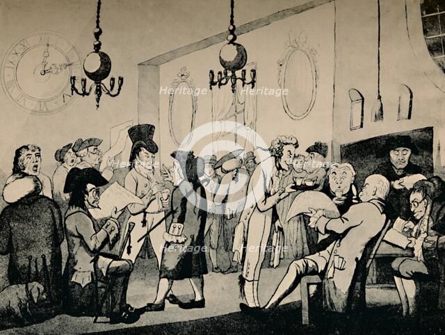 'The Coffee Room at Lloyd's, 1798', (1928). Artist: Unknown.