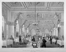The coffee room in the London Bridge Railway Terminus Hotel, Bermondsey, London, 1860. Artist: Vincent Brooks