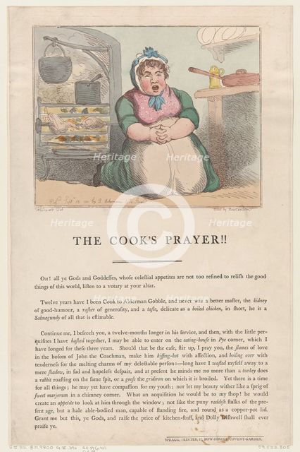 The Cook's Prayer!!, September 15, 1801., September 15, 1801. Creator: Thomas Rowlandson.