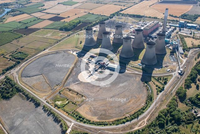 The cooling towers and disused coal stocks at Cottam Power Station, Nottinghamshire, 2022. Creator: Emma Trevarthen.