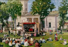 The Cooperation Day in a village, 1926. Artist: Tcheptsov, Yefim Mikhailovich (1875-1950)