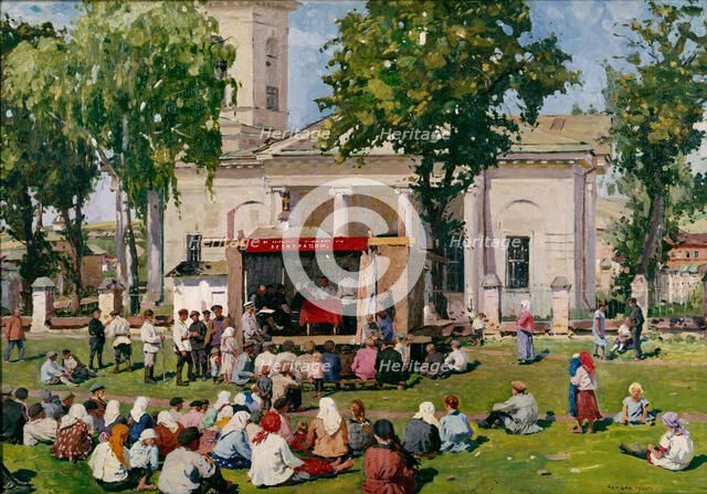 The Cooperation Day in a village, 1926. Artist: Tcheptsov, Yefim Mikhailovich (1875-1950)