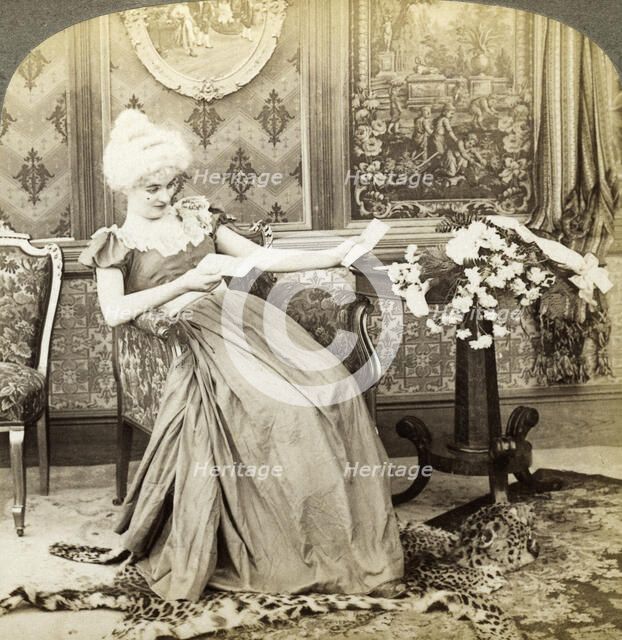 'The Colonial Maiden's Dilemma, Two Proposals, Which Will be Accepted'.Artist: Underwood & Underwood