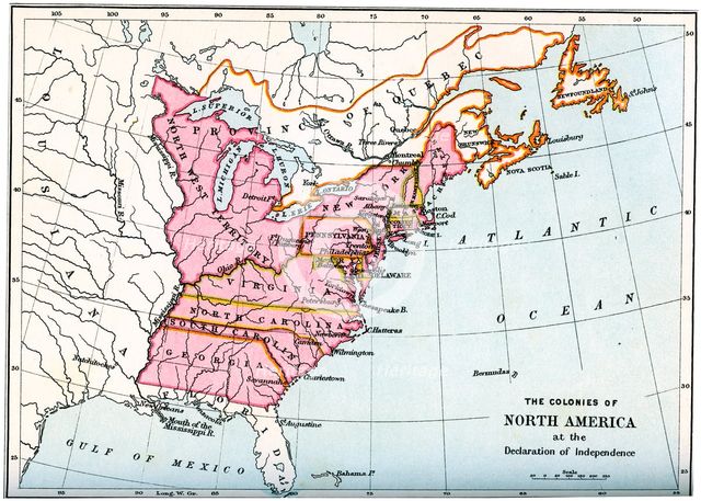 The colonies of North America at the declaration of independence, 1776 (1894). Artist: Unknown