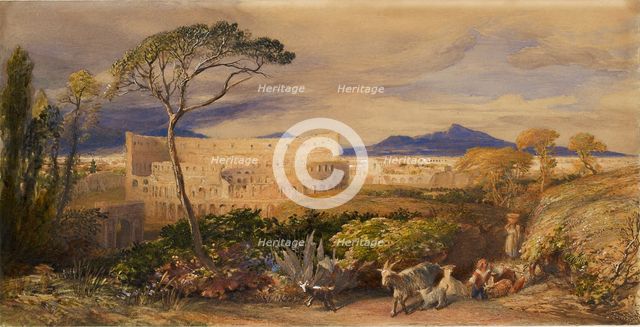 The Colosseum and Alban Mount, c1843. Artist: Samuel Palmer.