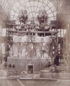 The Colossi of Aboo Simbel in Process of Painting Crystal Palace, Sydenham, 1852-1854. Creator: Philip Henry Delamotte