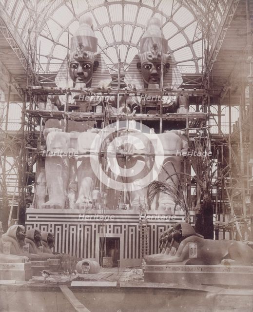 'The Colossi of Aboo Simbel in Process of Painting', Crystal Palace, Sydenham, 1852-1854. Creator: Philip Henry Delamotte.