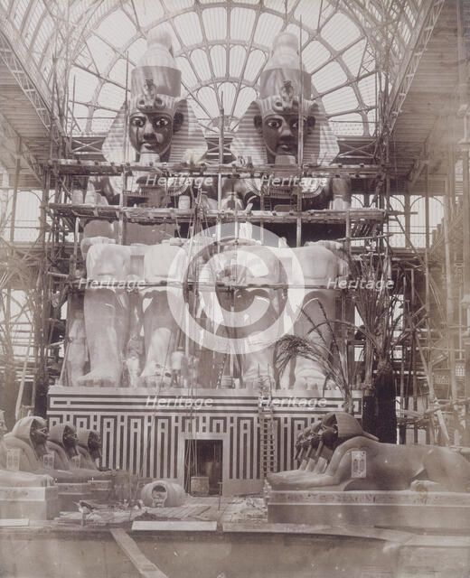 'The Colossi of Aboo Simbel in Process of Painting', Crystal Palace, Sydenham, 1852-1854. Creator: Philip Henry Delamotte.