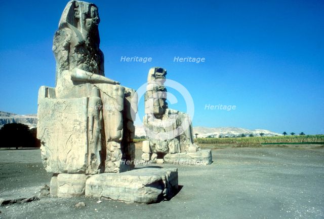 The Colossi of Memnon, Luxor West Bank, Egypt, c1400 BC. Artist: Unknown