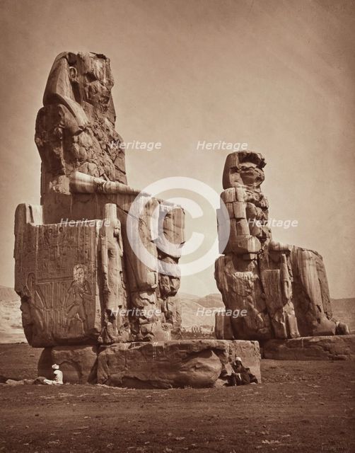 The Colossi of Memnon, Statues of Amenhophis III. Luxor, West bank (Thebes), c1869. Creator: Unknown.