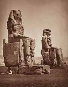 The Colossi of Memnon, Statues of Amenhophis III. Luxor, West bank (Thebes), c1869. Creator: Unknown