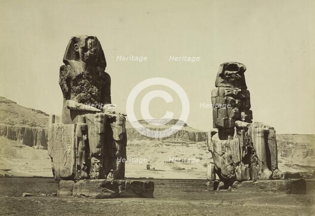 The Colossi of Memnon, Thebes, c. 1860s. Creator: Antonio Beato (British, c. 1825-1903).