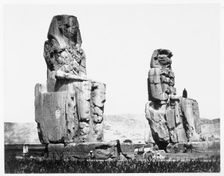 The Colossi of Memnon, Thebes, Egypt, 1860. Creator: Francis Frith