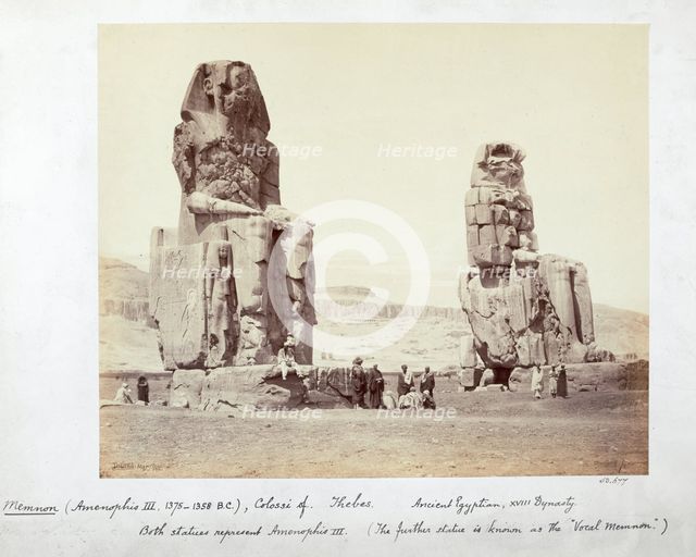 The Colossi of Memnon, Thebes, Egypt, 1862. Creator: Francis Bedford.