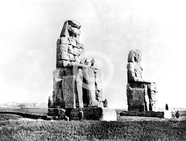 The Colossi of Memnon, Thebes, Nubia, Egypt, 1887. Artist: Henri Bechard