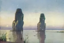 The Colossi of Thebes - Moonrise c1880, (1904). Artist: Robert George Talbot Kelly