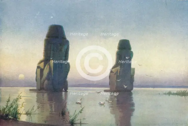 'The Colossi of Thebes - Moonrise', c1880, (1904). Artist: Robert George Talbot Kelly.