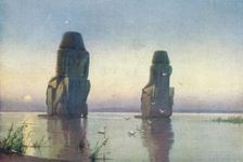 The Colossi of Thebes - Moonrise c1880, (1904). Artist: Robert George Talbot Kelly