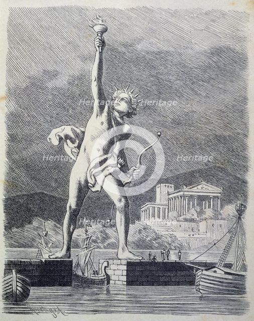 The Colossus of Rhodes, 32 meters high, work by the sculptor Cares of Lindos situated at the entr…