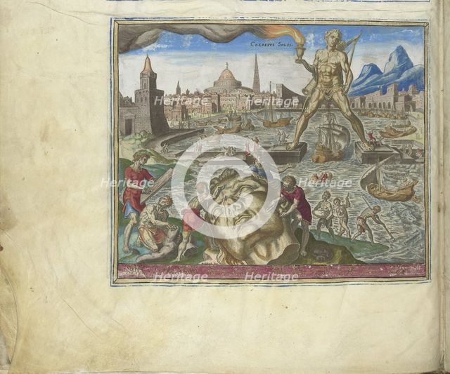 The Colossus of Rhodes (from the series The Eighth Wonders of the World), 1572. Artist: Galle, Philipp (Philips) (1537-1612)