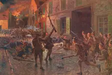 The Coldstream Guards at Landrecies, August, 1914 1915 (1928). Artist: William Barnes Wollen
