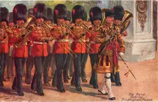 The Coldstream Guards - The Band entering Buckingham Palace, c1930. Creator: Harry Payne