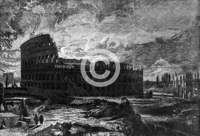 "The Coliseum, Rome", by F.L. Bridell in the Royal Academy Exhibition, 1860. Creator: Thomas Gilks.