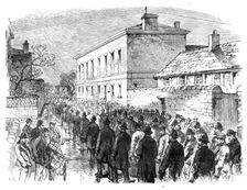 The Colliery Riots in Yorkshire: escorting prisoners to the courthouse at Barnsley, 1870. Creator: Unknown