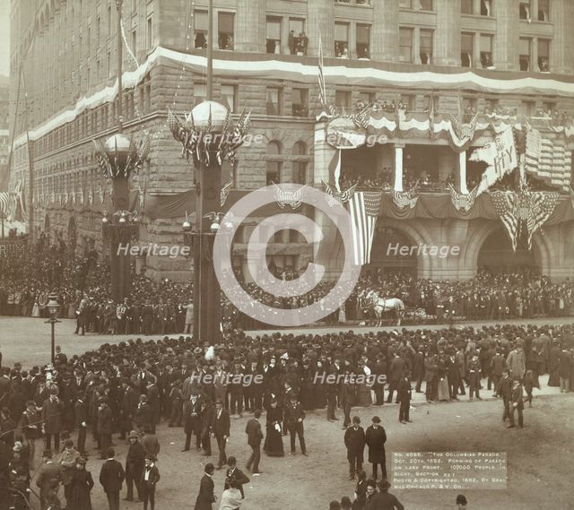 The Columbian Parade Oct 20th, 1892 Forming of parade on lake front 100,000 people..., 1892. Creator: John C. H. Grabill.