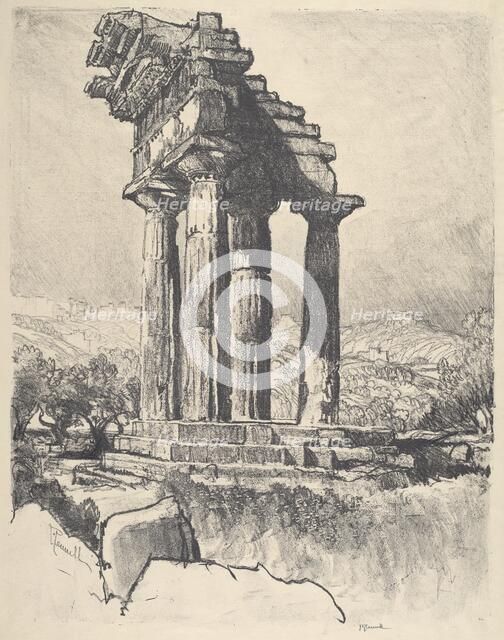 The Columns of Castor and Pollux, Girgenti, 1913. Creator: Joseph Pennell.