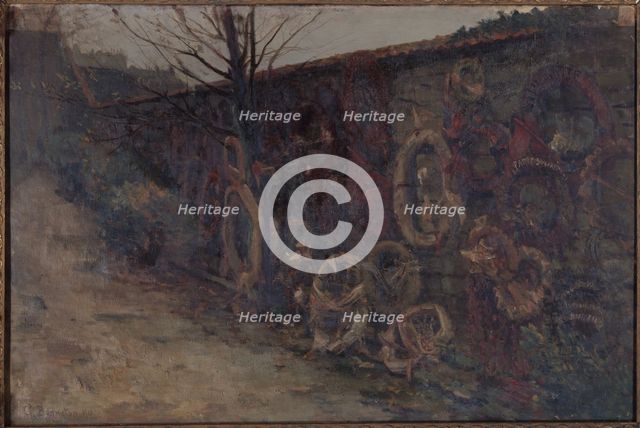 The Communards' wall at Pere-Lachaise cemetery, 1907. Creator: Germain Eugene Bonneton.