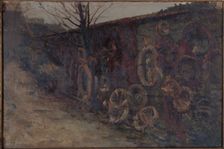 The Communards wall at Pere-Lachaise cemetery, 1907. Creator: Germain Eugene Bonneton