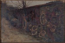 The Communards wall at Pere-Lachaise cemetery, 1907. Creator: Germain Eugene Bonneton