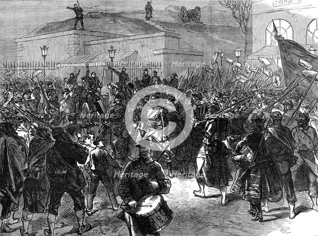 The Commune in Paris: Communists...going out to fight the troops from Versailles, 1871. Creator: Unknown.